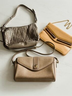 Vintage Leather Handbag Bundle Neutral Bags Elliott Lucca Liz Claiborne